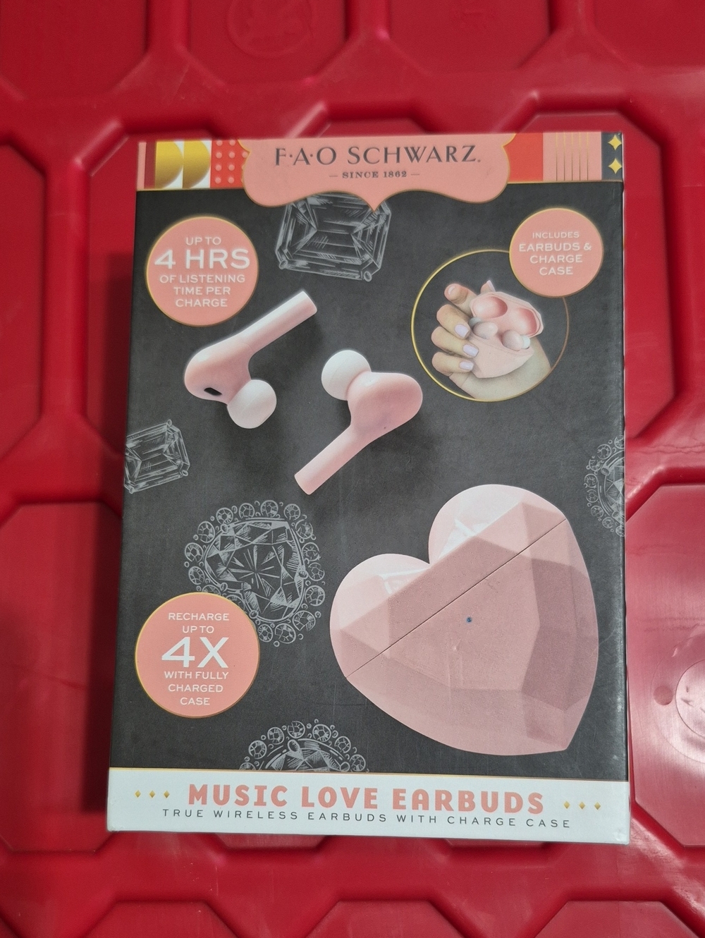 FAO Schwarz Music Love True Wireless Earbuds - Light Pink Heart Case